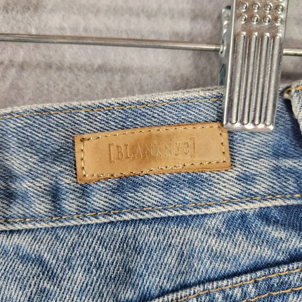 Blank NYC Crossover Fair Warning Jean Shorts Med Acid Wash Blue Denim Size 24